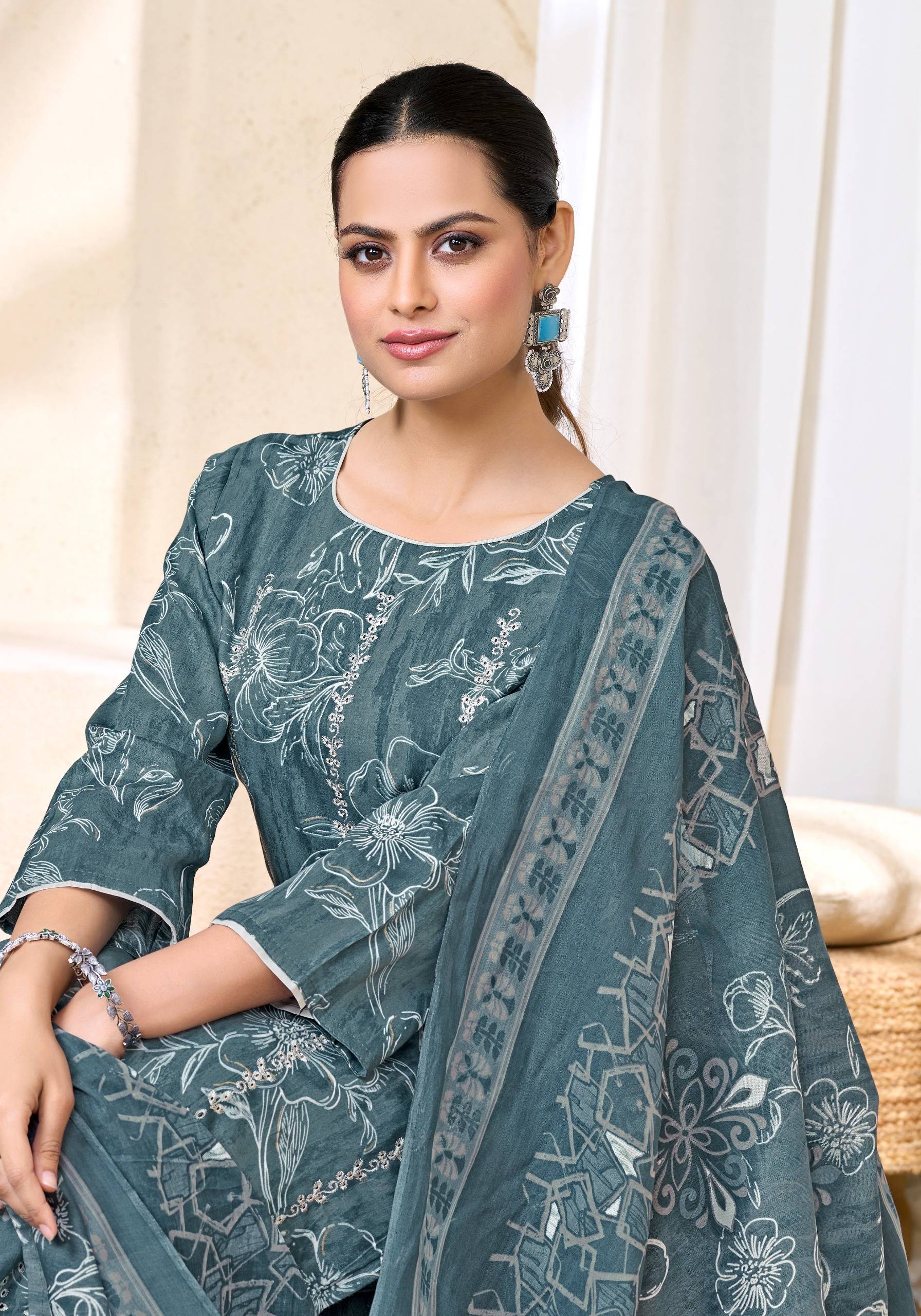 TALIB AZIZ by  Alok Suit 2263-1071-01 to 2263-1071-06 series Indian Pakistani ethnic wear Pure Zam Cotton At Wholesale Price